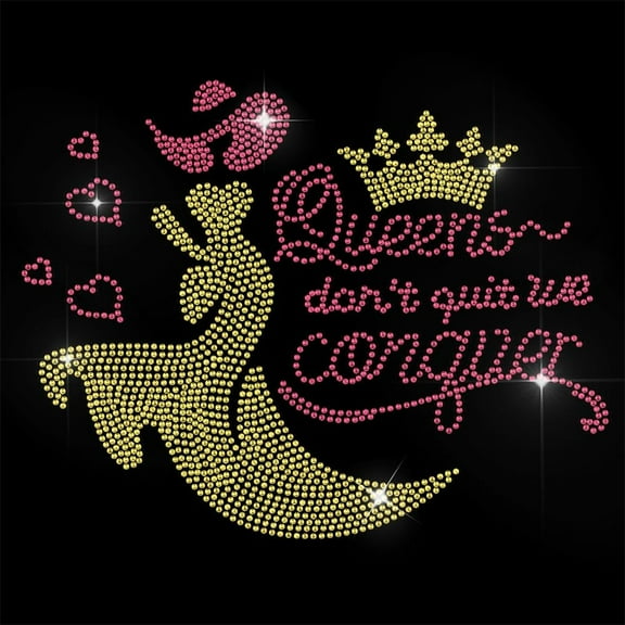 1 Pc Rhinestone Iron on Hotfix Crown Lady Pattern with Words Bling Crystal Clothing Repair Applique Heat Transfer Decal Heat Transfer Patch for T-Shirt Clothing Pants Bags