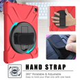thumbnail image 3 of Dteck Case For Amazon Fire HD8 10th Generation / Fire HD 8 Plus 2020 Tablet, Heavy Duty Three Layer Rugged Hybrid Shockproof Case with 360 Rotating Stand / Hand Strap, Red, 3 of 6