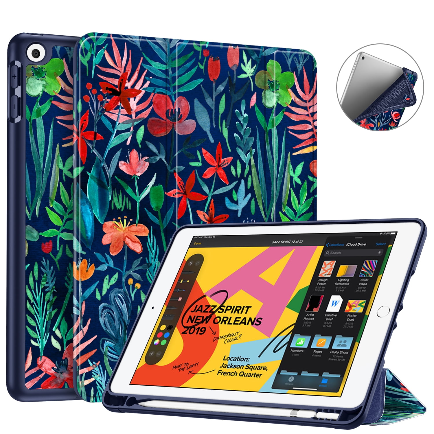 Fintie for iPad 10.2 Case with Pencil Holder Soft TPU Back Cover for