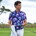 thumbnail image 3 of Rateoe crystal Skull flower star Pattern Men's Short Sleeve Polo Shirts, Golf Polo Shirts Short Sleeve Performance Moisture Wicking Dry-Medium, 3 of 6