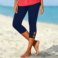 thumbnail image 6 of Hurxie Capris for Seniors Stretchy Buttery Soft Capri Leggings Athletic Workout Cropped Elastic High Waisted Yoga Pants Navy,L, 6 of 7