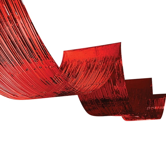 Red 1-Ply Metallic Fringe Ceiling Curtains, 19½" x 16', Pack of 3