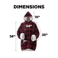 thumbnail image 6 of Reversible Sherpa and Micro-Mink Oversized Wearable Throw Blanket Hoodie, Red Gingham Pattern, Unisex One size Fits Most, 6 of 7