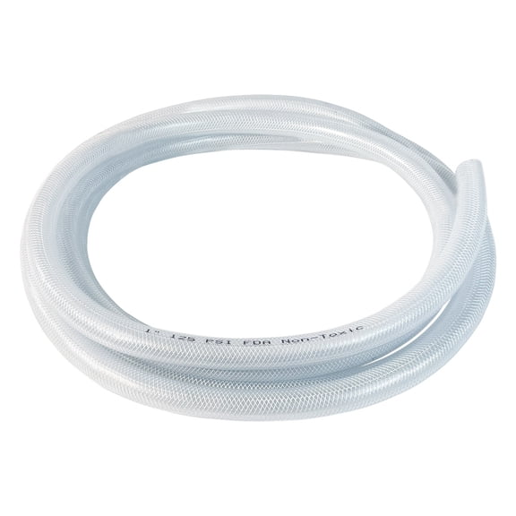 Gloxco Clear Braided PVC Tubing, Food Grade, Heavy Duty Reinforced Hose, 1" ID, 25 Ft Length