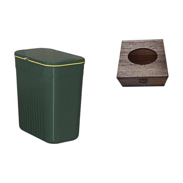 Contenedor de compostaje para residuos de cocina,Cubo de basura de cocina con tapa Cesta para compostaje,Estuche para pañuelos de escritorio,Caja de pañuelos faciales de papel retro de