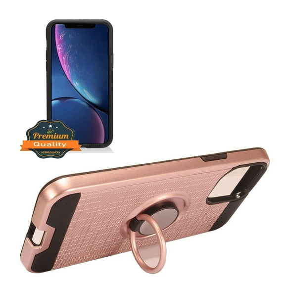 Apple iPhone 11 PRO MAX Phone Case with Ring Holder Kickstand, 360° Rotatable Ring Stand Fit Magnetic Car Mount Dual Layer Hybrid TPU Rugged Protective Cover ROSE GOLD for Apple iPhone 11 Pro Max
