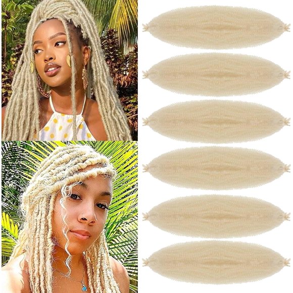 shiyou-6 Packs Pre-Separated Springy Afro Twist Hair 24 Inch Spring Twist Hair Blonde Marley Twist Crochet Braiding Hair for Soft Locs Hair Synthetic Hair Extensions for Women (24Inch,613)