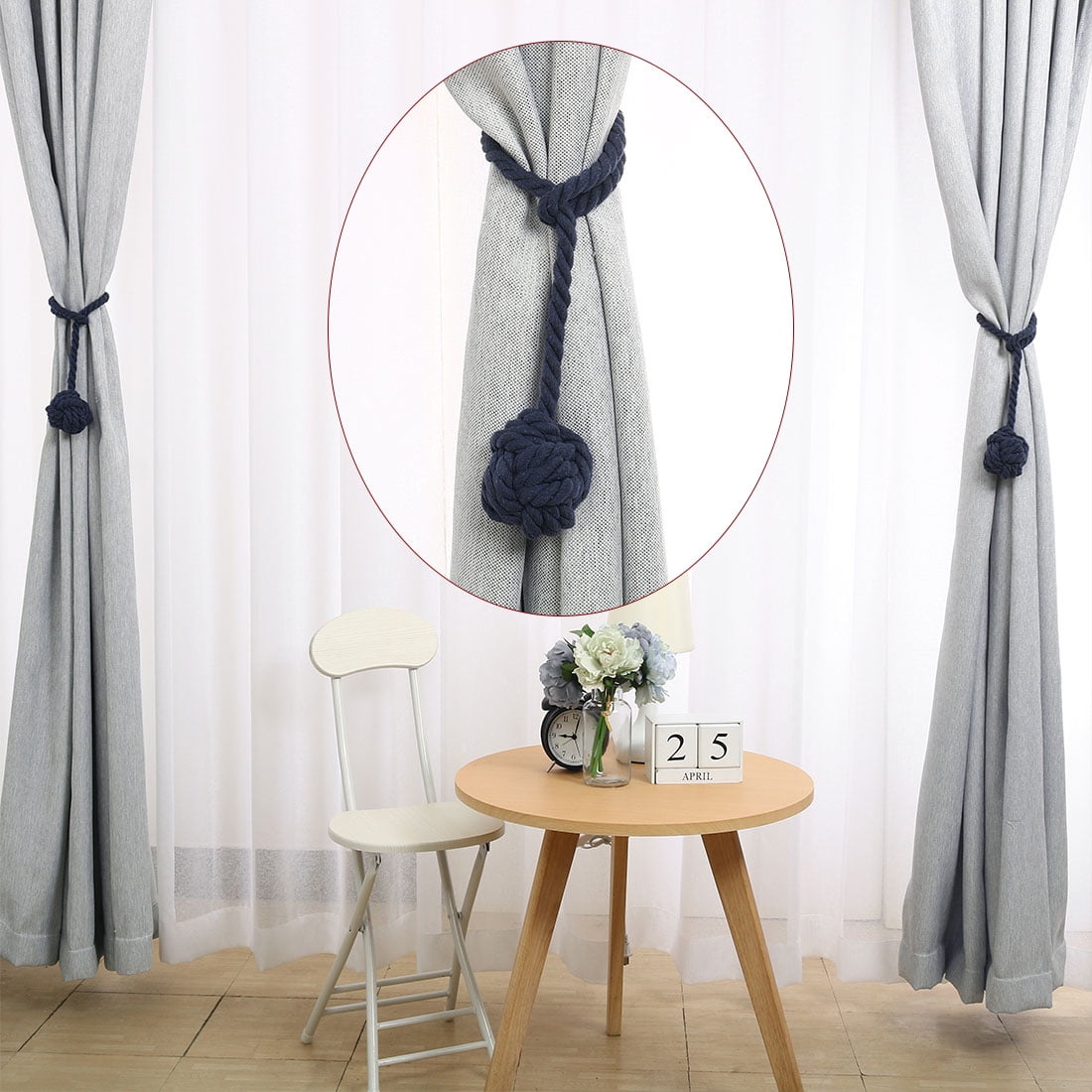 2/4PCS Knitting Curtain Tiebacks Tie Backs Tassel Rope Room Bedroom Decoration 