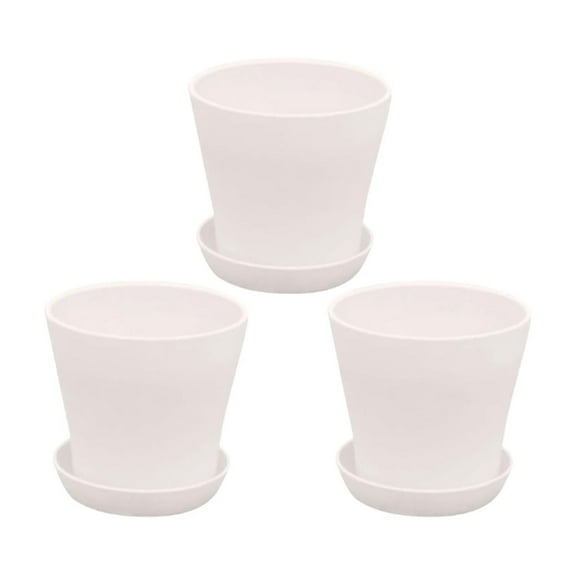 FACEGA 3 Pcs Plant Pots,Minimalist Planters For Indoor Plants,Durable Plastic Plant Pot With Drainage