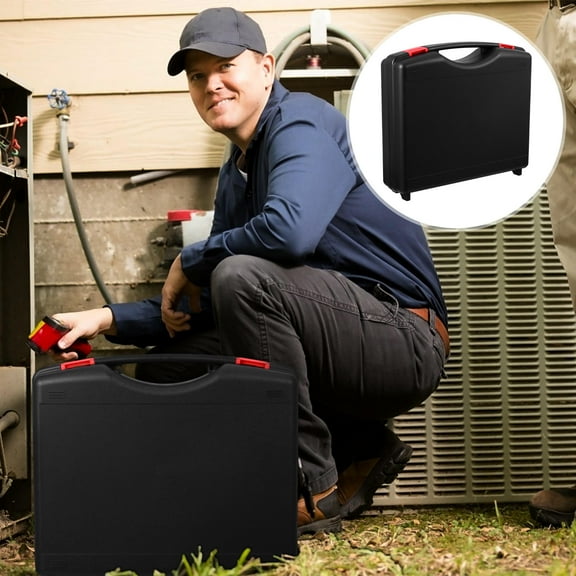 FELTECHELECTR 1Pack Black Rectangular PP Tool Box Compact Tool Box Organizer for Hand Tools Repairing Gardening Construction