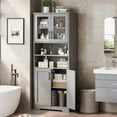 thumbnail image 3 of 1 Mdf, Glass 4-Door 2-Compartment Storage Cabinet, 3 of 9