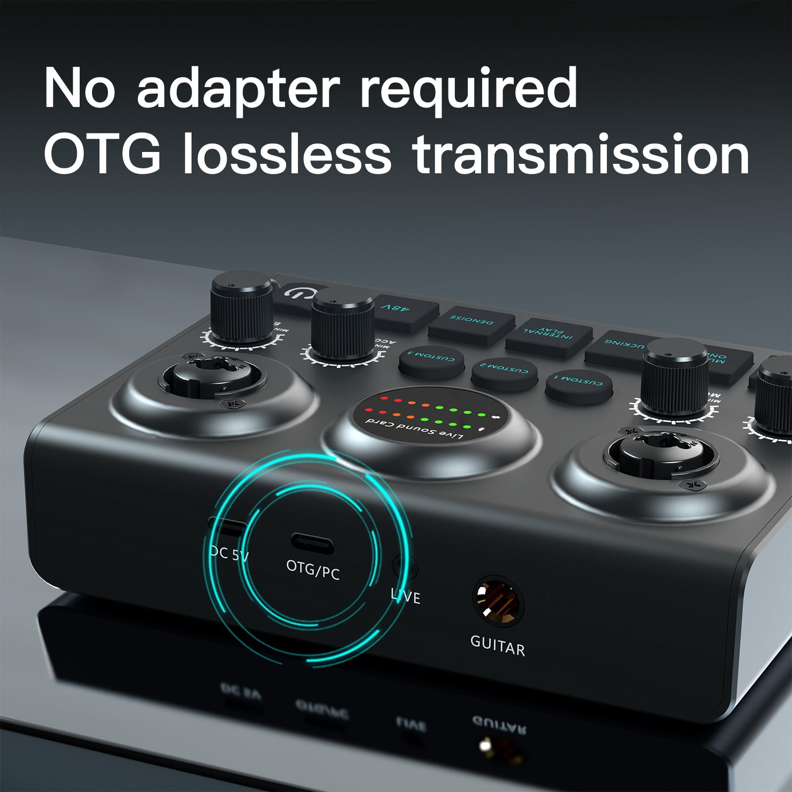 48V Phantom Power Live Sound Card Streaming DJ Controller Mixer Voice Podcast Live Streaming Kit