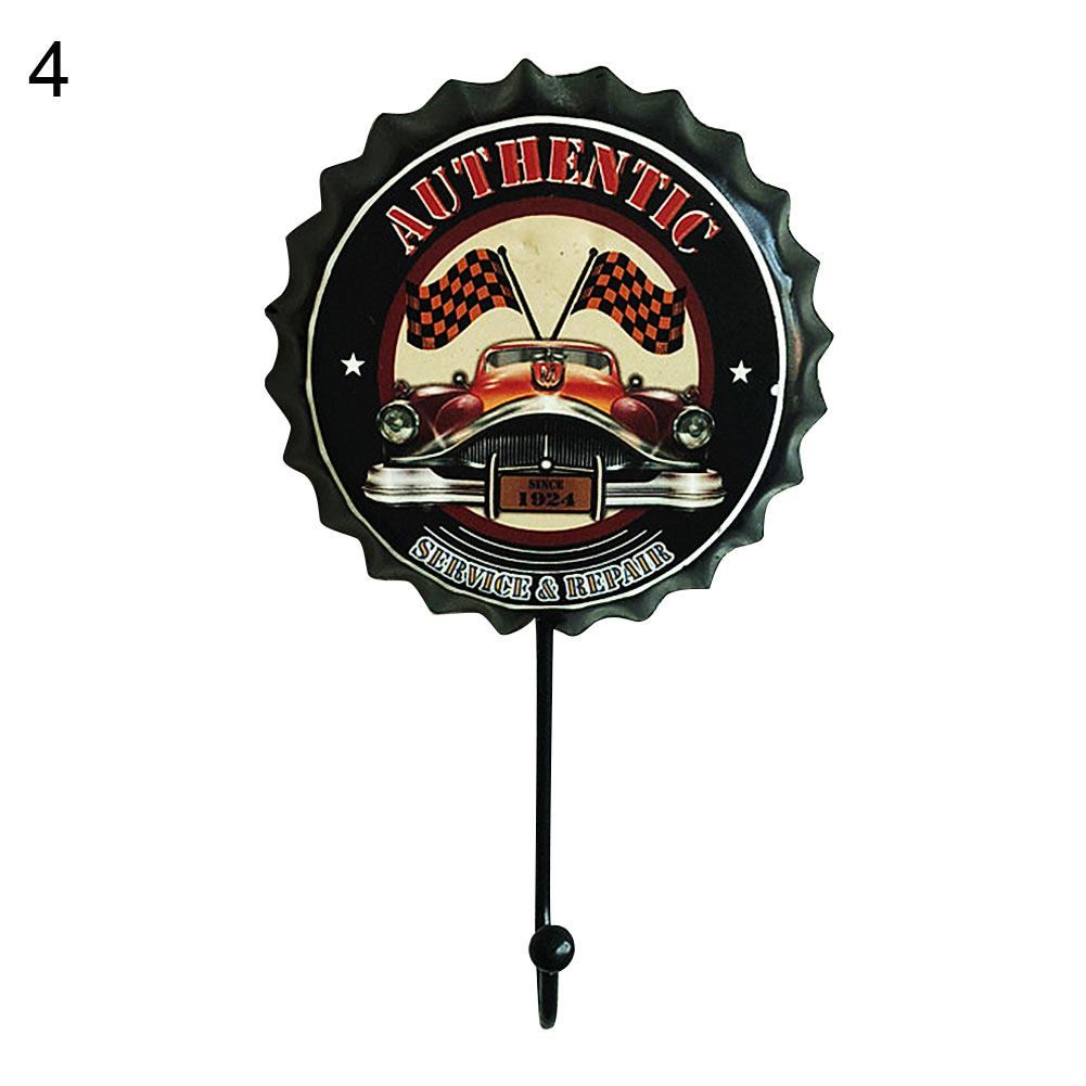 Xinwanna Creative Retro Metal Beer Bottle Cap Sign Wall Hook Bar Pub