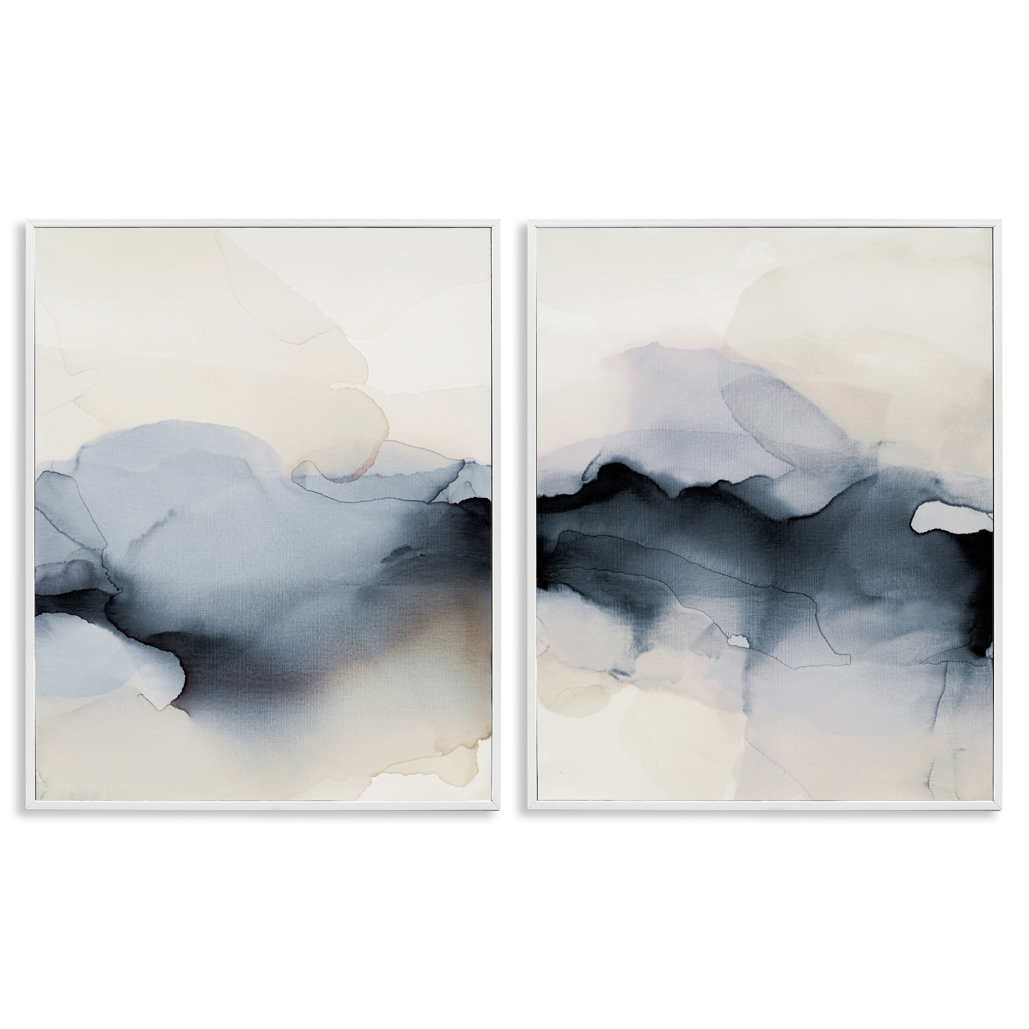 Stupell Industries Mysterious Abstract Painting Obscure Watercolor Detail Painting White Framed Art Print Wall Art, Set of 2, Design by Kippi Leonard