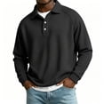 thumbnail image 2 of Knit Polo Shirts Mens Long Sleeve Casual Polo Sweaters Shirt Waffle Textured Collared Sweater Dark Gray M, 2 of 7