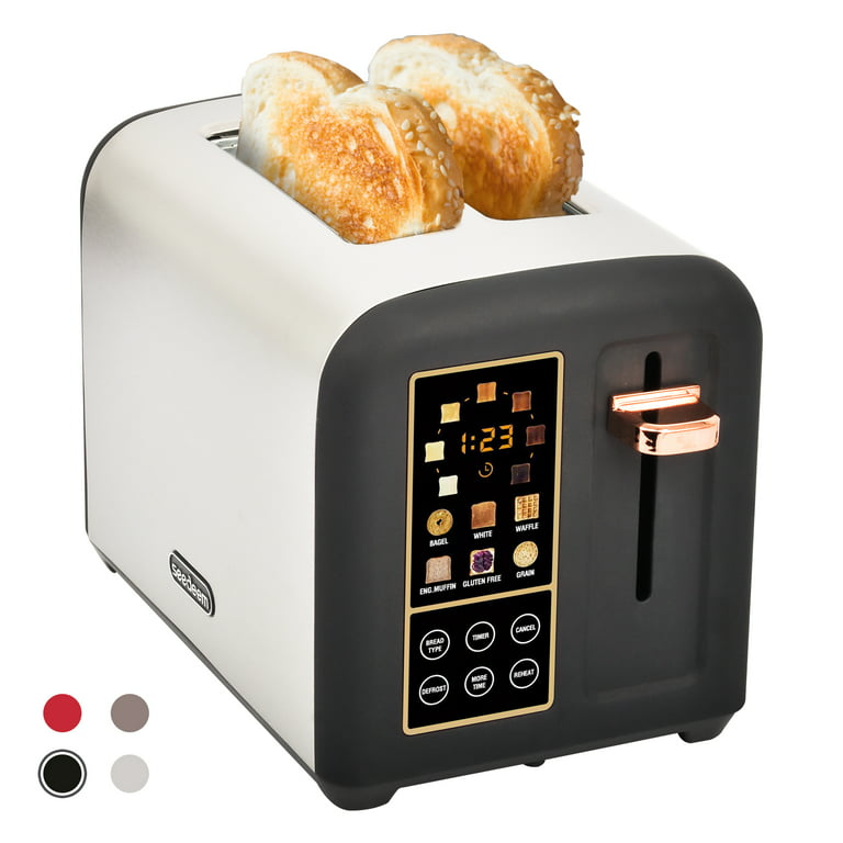 SEEDEEM 4 Slice Toaster, Stainless Bread Toaster Colorful LCD Display, 7 Bread Shade Settings, 1.5'' Wide Slots Toaster with Bagel/Defrost/Reheat