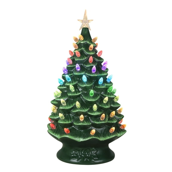 Mr. Christmas 24 in. Green Nostalgic Ceramic Tree with RGB Lightshow
