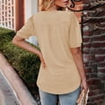 thumbnail image 3 of Hvyesh 2025 Womens T Shirts Short Sleeve Pleated Tunic Tops Dressy Casual Lace Up Scooped Neck Summer Tops Blouses, 3 of 7