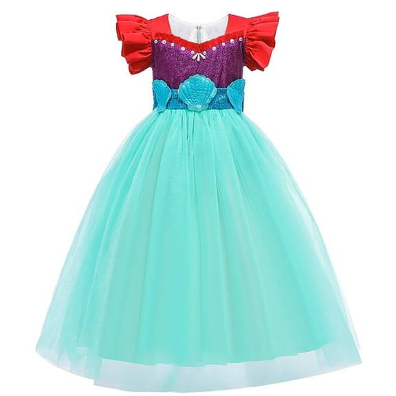 Fesfesfes Kids Girls Tulle Chiffon Dress Paillette Pageant Gown Party Princess Dress Spring