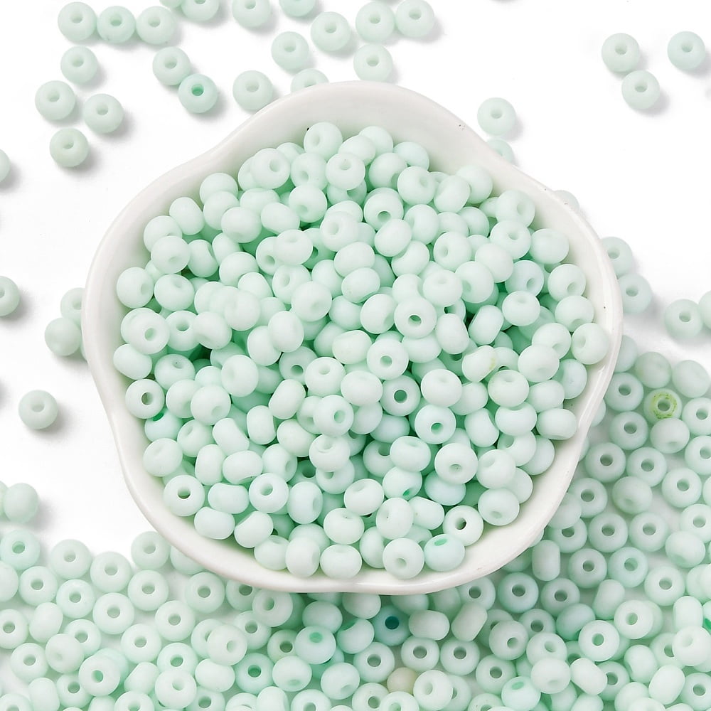 Baking Paint Glass Seed Beads Round Hole Rondelle Grade A Honeydew 5~6x3.5~4mm Hole: 1.6~1.8mm 3000pcs/pound