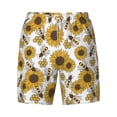 thumbnail image 4 of Lsque Mens Swim Trunks Sunflowers and Bees Pattern - Bathing Suit Compression Liner - Beach Swim Shorts Swimwear - (S-3XL) - Stretch Quick Dry -3X-Large, 4 of 9