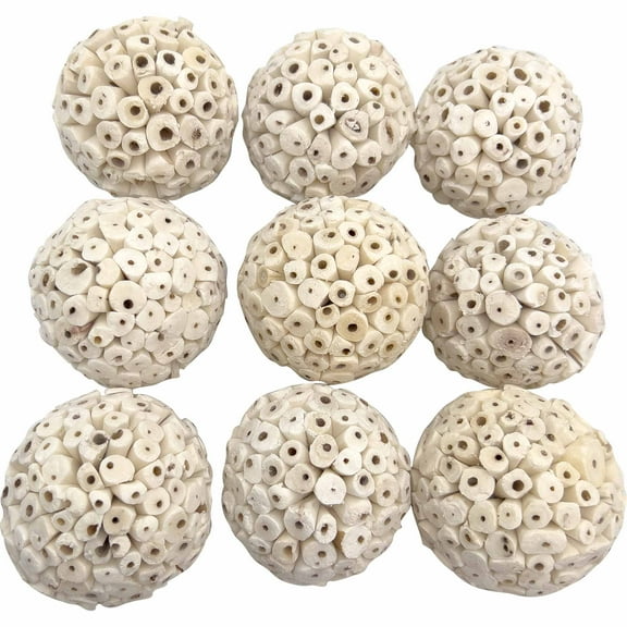 5103 Pk9 Big Sola Bird Balls - Handmade Natural Sola Wood Bird Foot Toys