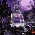 thumbnail image 3 of WeDecorBay Halloween Natural Amethyst Ghost Pendant Quartz Necklace Charm Quirky Jewelry Accessory for Halloween Party Gift Men Hip Hop Style, 3 of 6