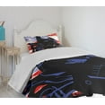 thumbnail image 4 of Ambesonne Motorcycle Quilted Bedspread Set 2 Pcs, Riding Man on USA Back, Twin Size, Multicolor, 4 of 6