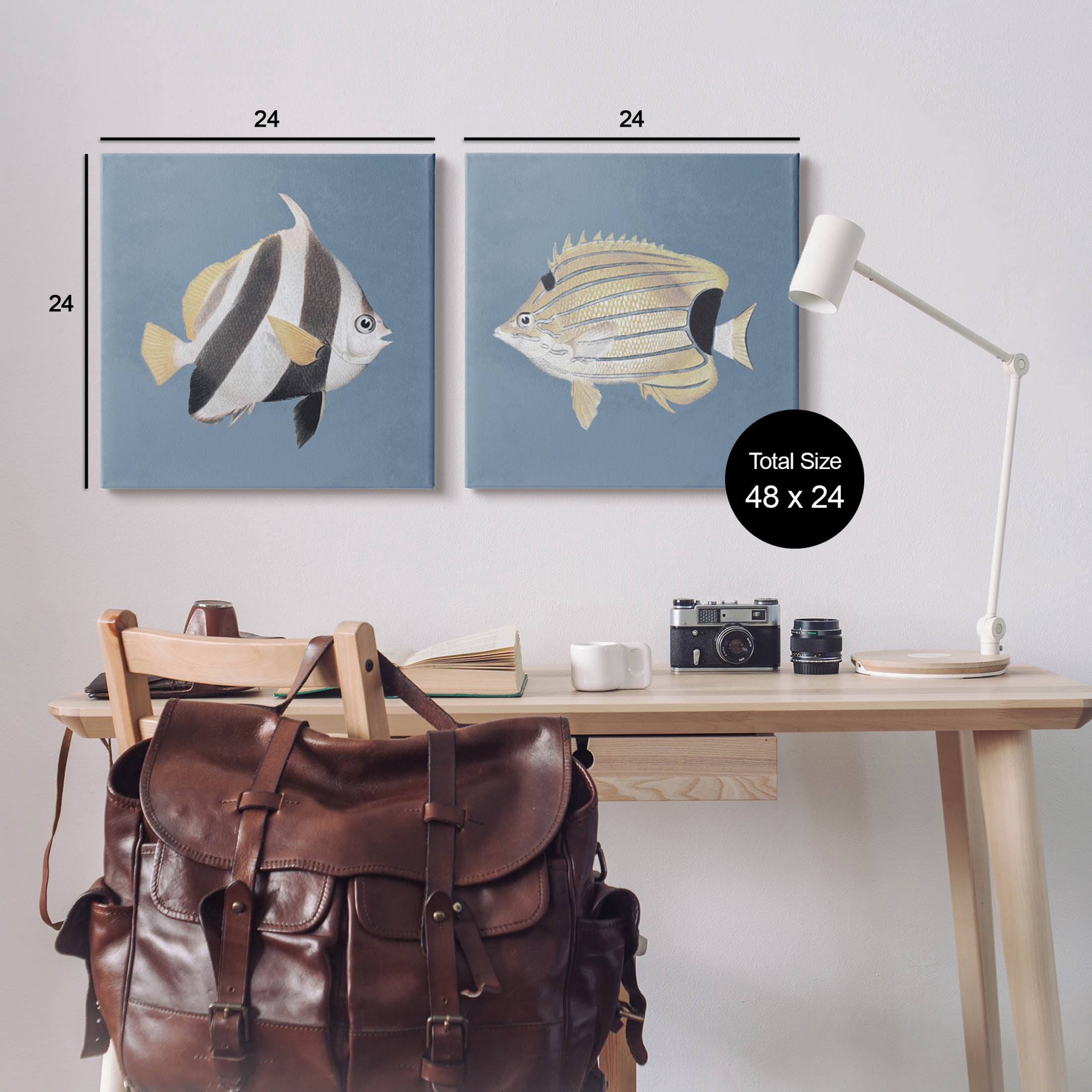 Marine Fish Underwater Sea Life Animals & Insects Graphic Art Gallery Wrapped Canvas Print Wall Art, Set of 2
