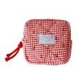 thumbnail image 2 of Mini Fabric Pouch,Quilted Cotton Period Accessory Bag Smooth Zipper Portable Lightweight Organizer,Small Item Storage For Campus Daily Commute Gym Outdoor Trip(Red), 2 of 7