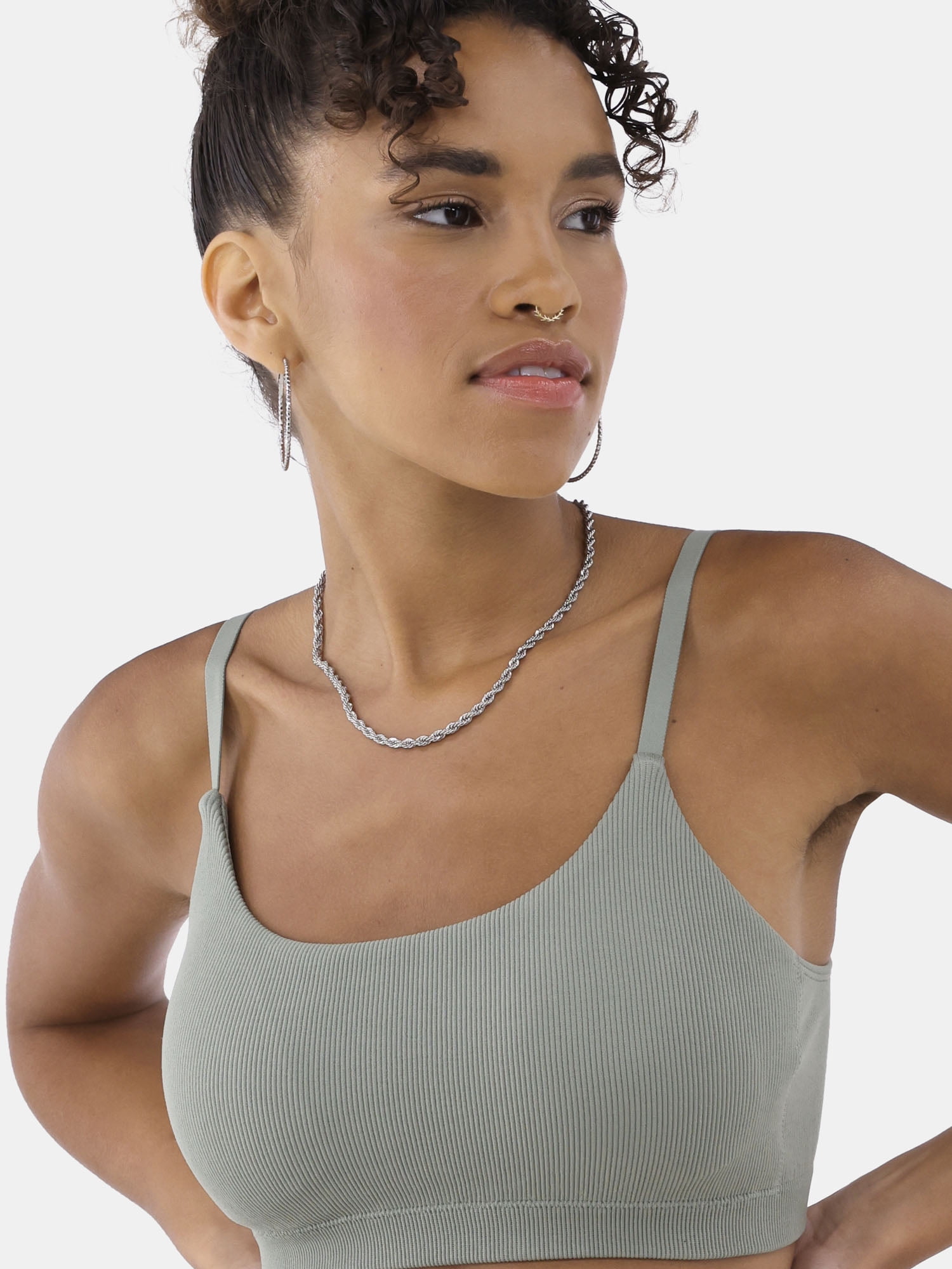 No Boundaries Women's Seamless Ribbed Cami Bralette, Sizes XS-XXXL