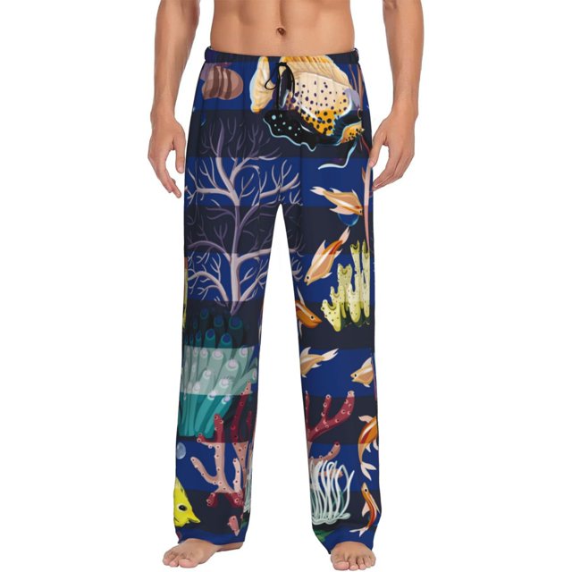 Balery Sea Inhabitans and Herb Pantalones de pijama para hombre, pijama ultraligero, pantalón de descanso-3X-Large