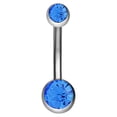 thumbnail image 1 of Botón de ombligo con doble diamante de imitación de acero inoxidable, joyería para el cuerpo, piercing antialérgico (azul claro), 1 of 2
