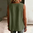 thumbnail image 6 of Stamzod Womens Tank Tops Summer V Neck Cotton Linen Button Down Shirts Casual Embroidered Sleeveless Shacket Green C XXXL, 6 of 6