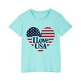 thumbnail image 2 of piuwrlz Summer Short T-Shirts for Girls Short Tops Sleeve Printed Tops Cotton Undershirts Blue Size 9 Years, 2 of 5