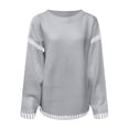 thumbnail image 4 of Kogui Chandails à Manches Longues pour Femmes Chandails à Col Rond en Tricot Torsadé Manches Longues Hauts d'Automne pour Femmes 2025 (Gris, TG), 4 of 4