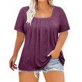 thumbnail image 3 of Tops de Talla Grande para Mujer, Corta, Cuello Cuadrado, Túnica Holgada de Verano para Leggings. Vino Tinto XL, 3 of 7