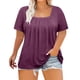 thumbnail image 3 of Tops de Talla Grande para Mujer, Corta, Cuello Cuadrado, Túnica Holgada de Verano para Leggings. Vino Tinto XL, 3 of 7