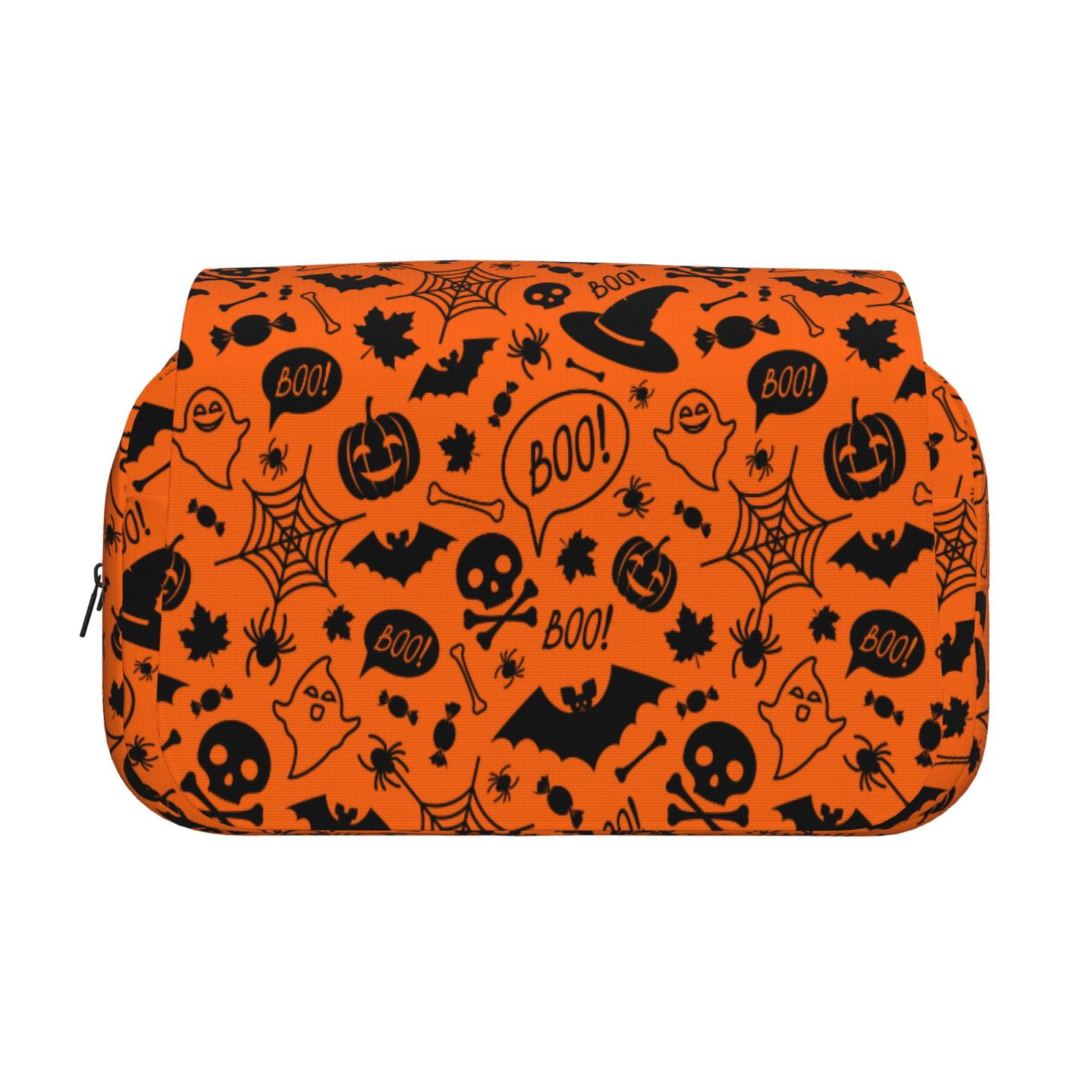 Rateoe Happy Halloween Pattern Double Clamshell Pen Case, Storage Organizer with Two Zipper Compartments– Holds Up to 50 Pencils & Pens