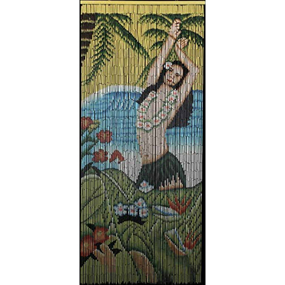 Bamboo Beaded Curtain Hawaiian Beauty Tropical Hula Dancer Girl Decor