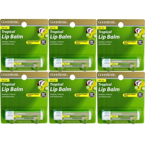 Goodsense (4 Pack) SPF45 Tropical Lip Balm 0.15oz 4.25g Each 04/2022 Best By!
