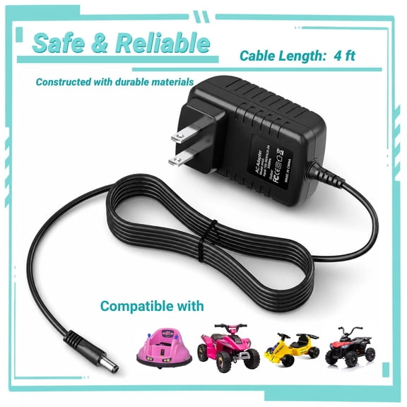 Yolmary 6 Volt Battery Charger Compatible with Ride On 6V Kids Ride On Car Charger