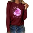 thumbnail image 2 of IROINNID Reduced Breast Cancer Pullover for Women Breast Cancer Awareness Comfy Top Long Sleeve Sweatshirt Pullover Blouse,Red, 2 of 4