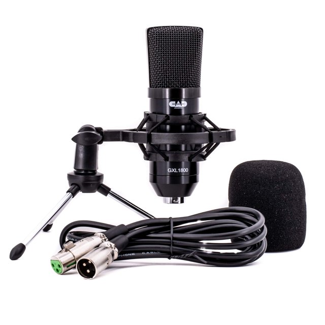 CAD Audio GXL1800 Micrófono de condensador de dirección lateral de gran formato, perfecto para podcasting y streaming en estudio, color negro