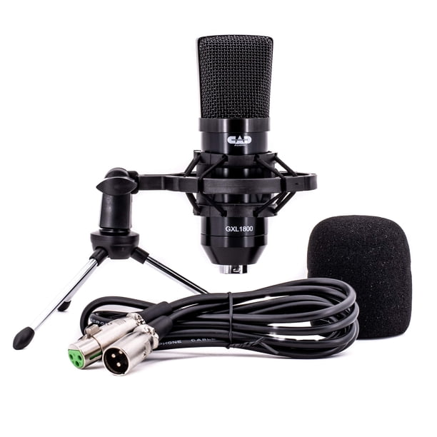 CAD Audio GXL1800 Micrófono de condensador de dirección lateral de gran formato, perfecto para podcasting y streaming en estudio, color negro