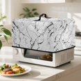 thumbnail image 3 of Whosucclay White Marble Print Microwave Oven Cover Microwave Oven Grill Cover Protector Kitchen Small Appliance Protector Dust Protection Kitchen Decor 20.9" x 15.7" x 12.4"inches-L, 3 of 7