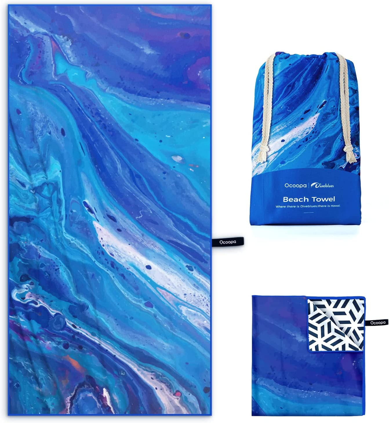 OCOOPA Microfiber Beach Towels, Extra Large 63"x 31" Sand Free