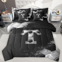 Castle Fairy Personalized Initial T Bedding Comforter Set 7pcs for Teens,Abstract Gradient Splash Queen Bedding Sets Super Cozy,Geometric Hexagon Queen Sheet Sets,Luxury Bedroom Decor,Reversible