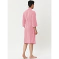 thumbnail image 4 of INSPIRE CHIC Albornoz tipo gofre para hombre, color sólido, ropa de dormir, mangas 3/4, kimono, bata de spa Rosa XS, 4 of 5