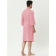 thumbnail image 4 of INSPIRE CHIC Albornoz tipo gofre para hombre, color sólido, ropa de dormir, mangas 3/4, kimono, bata de spa Rosa XS, 4 of 5